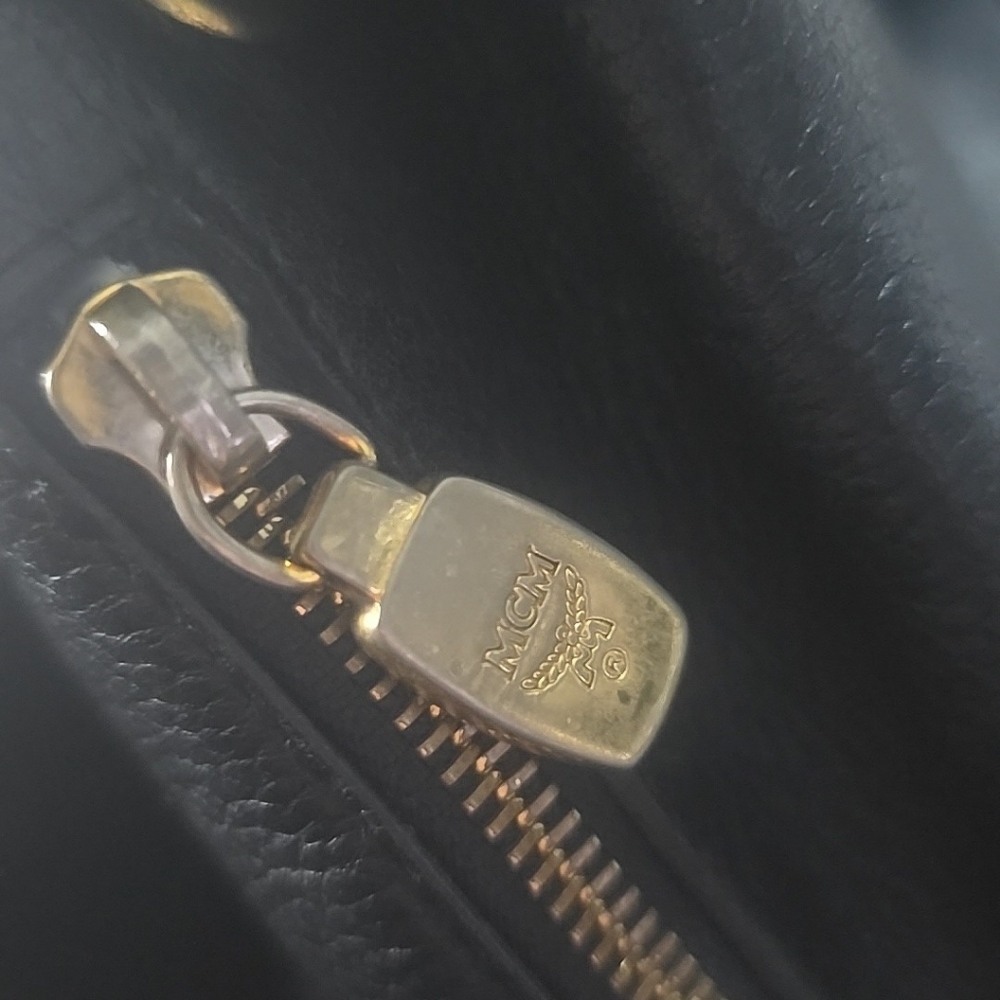 MCM Black Leather Logo Studded Backpack with Gold Hardware comes with COA - Picture 12 of 16